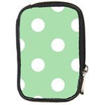 Polka Dots - White on Celadon Green Compact Camera Leather Case