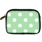 Polka Dots - White on Celadon Green Digital Camera Leather Case