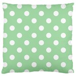 Polka Dots - White on Celadon Green Large Flano Cushion Case (One Side)