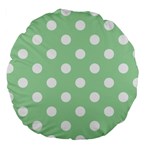 Polka Dots - White on Celadon Green Large 18  Premium Round Cushion