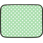 Polka Dots - White on Celadon Green Double Sided Fleece Blanket (Mini)