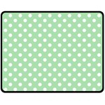 Polka Dots - White on Celadon Green Fleece Blanket (Medium) (One Side)