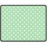 Polka Dots - White on Celadon Green Double Sided Fleece Blanket (Medium) (Two Sides)