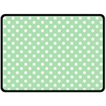 Polka Dots - White on Celadon Green Double Sided Fleece Blanket (Large) (Two Sides)