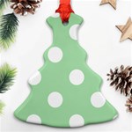 Polka Dots - White on Celadon Green Ornament (Christmas Tree)