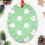 Polka Dots - White on Celadon Green Ornament (Bell) Ornament (Oval Filigree)