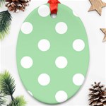 Polka Dots - White on Celadon Green Ornament (Oval)