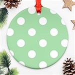 Polka Dots - White on Celadon Green Round Ornament (Two Sides)