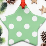Polka Dots - White on Celadon Green Ornament (Star)