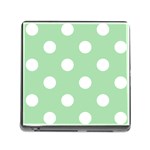 Polka Dots - White on Celadon Green Memory Card Reader (Square)