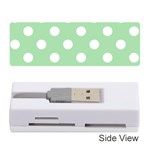 Polka Dots - White on Celadon Green Memory Card Reader (Stick)