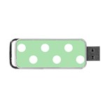 Polka Dots - White on Celadon Green Portable USB Flash (Two Sides)