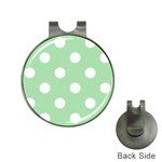 Polka Dots - White on Celadon Green Golf Ball Marker Hat Clip