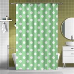 Polka Dots - White on Celadon Green Shower Curtain 48  x 72  (Small)