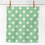 Polka Dots - White on Celadon Green Face Towel