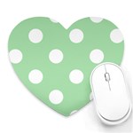 Polka Dots - White on Celadon Green Heart Mousepad