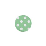 Polka Dots - White on Celadon Green 1  Mini Button