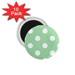 Polka Dots - White on Celadon Green 1.75  Magnet (10 pack)