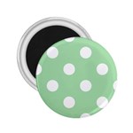 Polka Dots - White on Celadon Green 2.25  Magnet