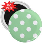 Polka Dots - White on Celadon Green 3  Magnet (100 pack)