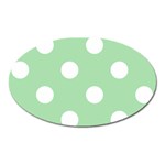 Polka Dots - White on Celadon Green Magnet (Oval)
