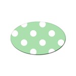 Polka Dots - White on Celadon Green Sticker Oval (100 pack)