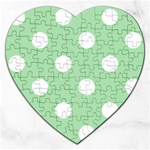 Polka Dots - White on Celadon Green Jigsaw Puzzle (Heart)