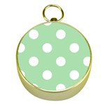 Polka Dots - White on Celadon Green Gold Compass