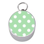 Polka Dots - White on Celadon Green Silver Compass (Mini)