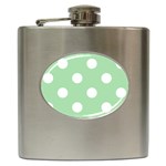 Polka Dots - White on Celadon Green Hip Flask (6 oz)
