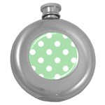 Polka Dots - White on Celadon Green Hip Flask (5 oz)