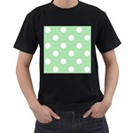 Polka Dots - White on Celadon Green Men s T-Shirt (Black)