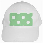 Polka Dots - White on Celadon Green White Cap