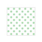 Polka Dots - Celadon Green on White Satin Bandana Scarf