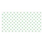 Polka Dots - Celadon Green on White Satin Shawl