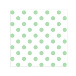 Polka Dots - Celadon Green on White Small Satin Scarf  (Square)