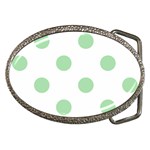 Polka Dots - Celadon Green on White Belt Buckle