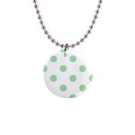 Polka Dots - Celadon Green on White 1  Button Necklace