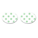Polka Dots - Celadon Green on White Cufflinks (Oval)