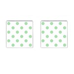 Polka Dots - Celadon Green on White Cufflinks (Square)
