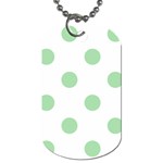Polka Dots - Celadon Green on White Dog Tag (One Side)
