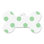 Polka Dots - Celadon Green on White Dog Tag Bone (One Side)