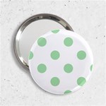 Polka Dots - Celadon Green on White 2.25  Handbag Mirror