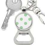 Polka Dots - Celadon Green on White Bottle Opener Key Chain