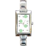 Polka Dots - Celadon Green on White Rectangle Italian Charm Watch