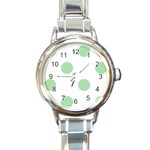 Polka Dots - Celadon Green on White Round Italian Charm Watch