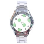Polka Dots - Celadon Green on White Stainless Steel Analogue Watch