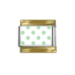 Polka Dots - Celadon Green on White Gold Trim Italian Charm (9mm)