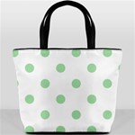 Polka Dots - Celadon Green on White Bucket Bag