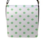 Polka Dots - Celadon Green on White Flap Closure Messenger Bag (L)